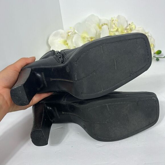 Apostrophe Y2K Womens Black Leather Boots size 8 - Picture 16 of 16